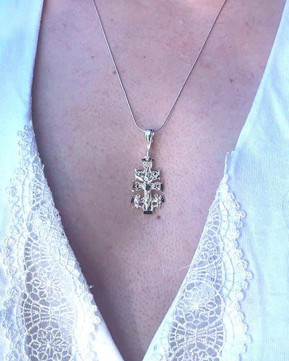 Caravaca Cross Necklace, 925 Sterling Silver Cross Pendant, Orthodox Cross Necklace, Christian Jewelry, Religious Necklace, Faith Gift For