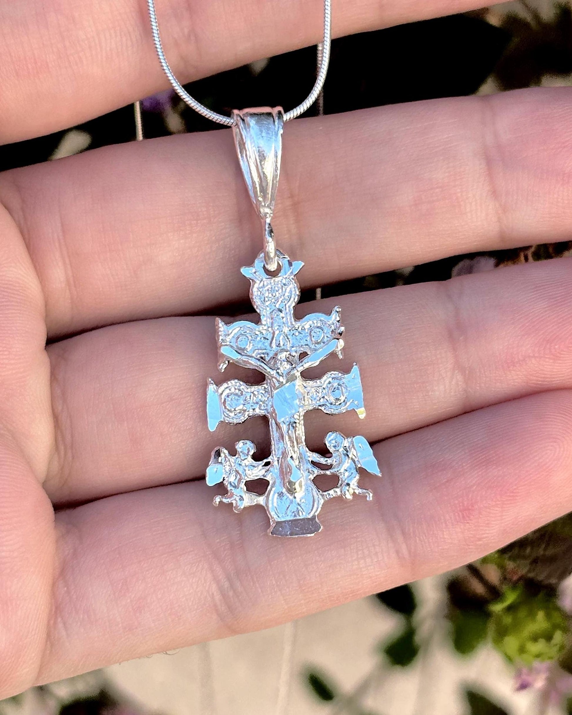 Caravaca Cross Necklace, 925 Sterling Silver Cross Pendant, Orthodox Cross Necklace, Christian Jewelry, Religious Necklace, Faith Gift For