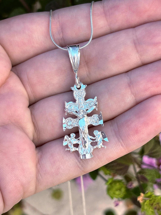 Caravaca Cross Necklace, 925 Sterling Silver Cross Pendant, Orthodox Cross Necklace, Christian Jewelry, Religious Necklace, Faith Gift For