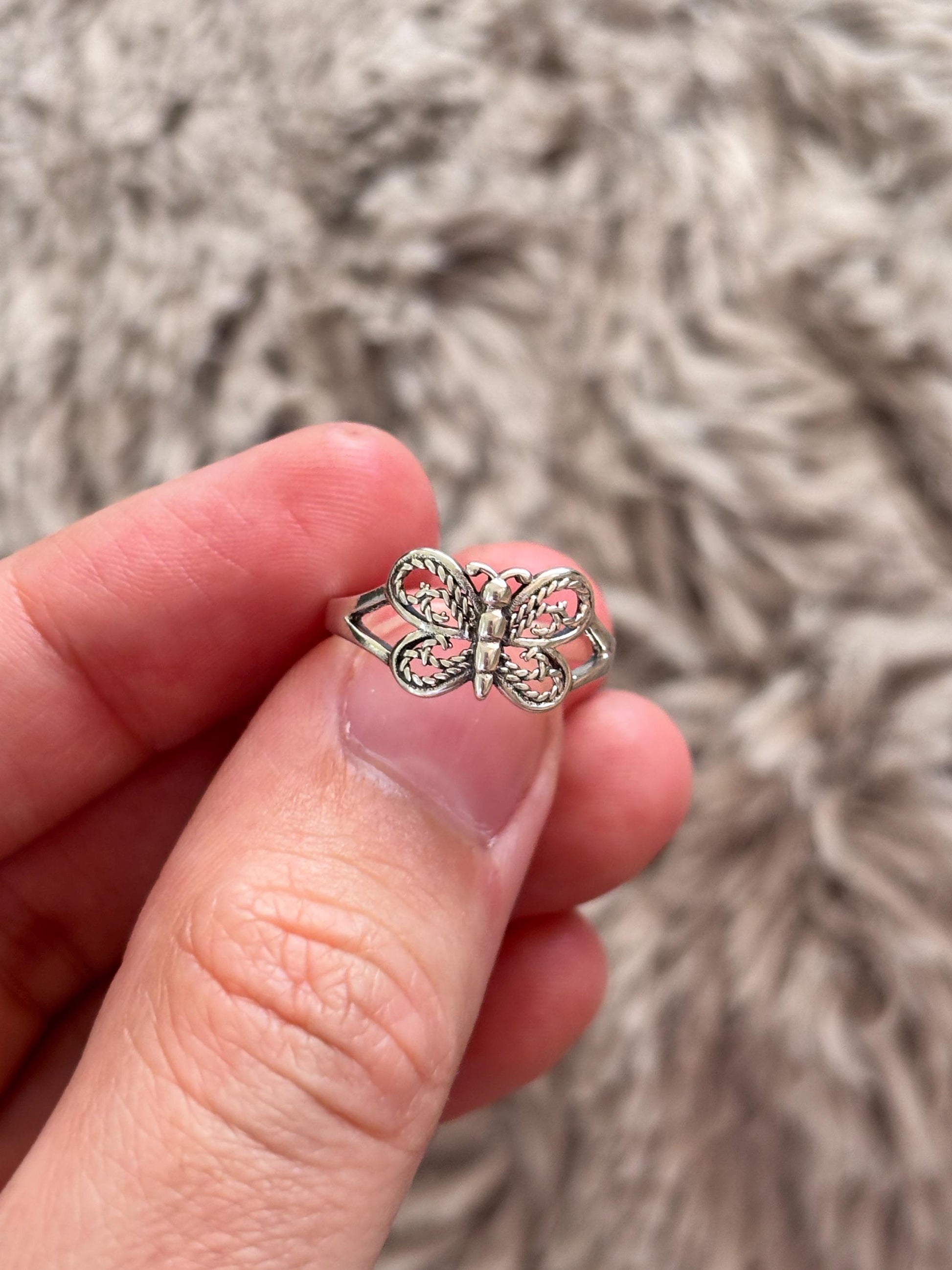 Sterling Silver Butterfly Toe Ring, Adjustable 925 Silver Toe Ring, Butterfly Toe Band, Dainty Beach Jewelry, Summer Foot Ring