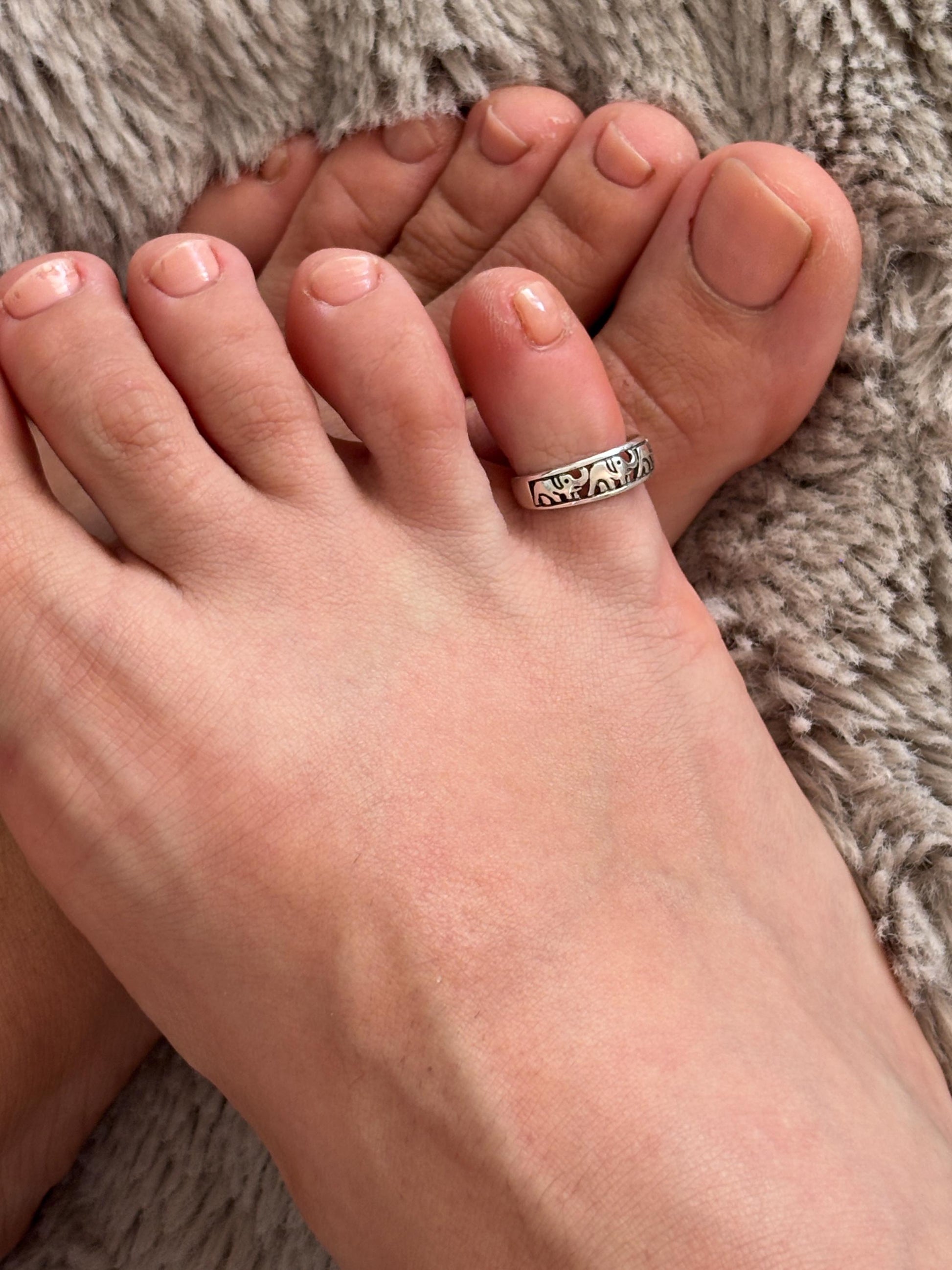 Sterling Silver Elephant Toe Ring, Adjustable 925 Silver Toe Ring, Lucky Elephant Toe Band, Boho Beach Jewelry, Minimalist Summer Ring
