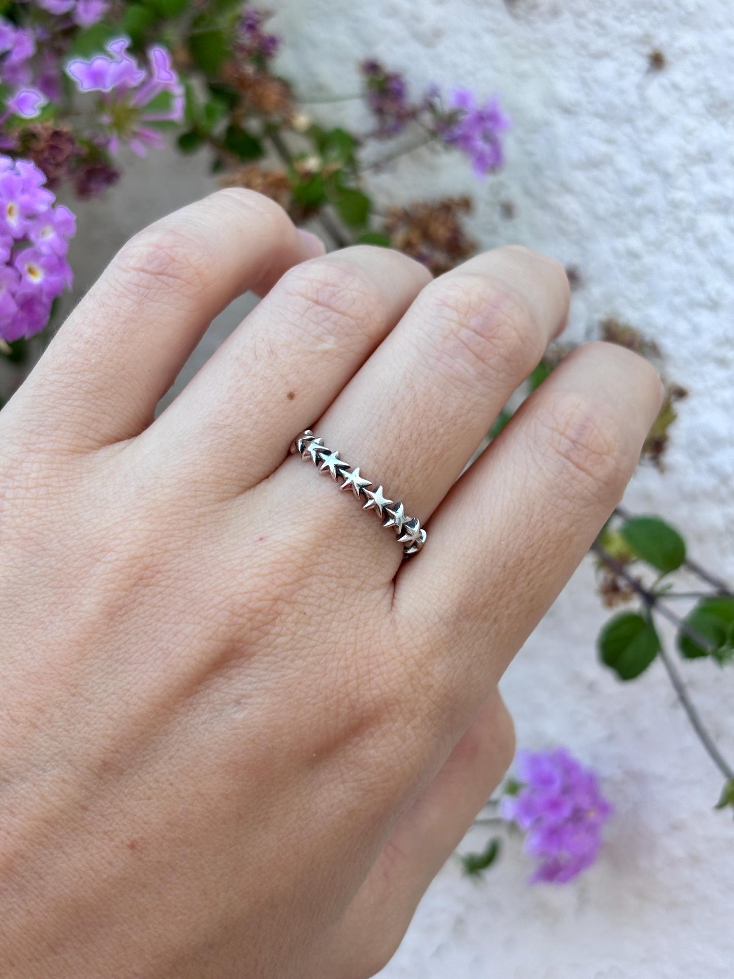 Sterling Silver Star Ring, Celestial Band Ring, 925 Silver Star Stack Ring, Minimalist Star Jewelry, Cosmic Ring, Gift for Her