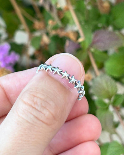 Sterling Silver Star Ring, Celestial Band Ring, 925 Silver Star Stack Ring, Minimalist Star Jewelry, Cosmic Ring, Gift for Her