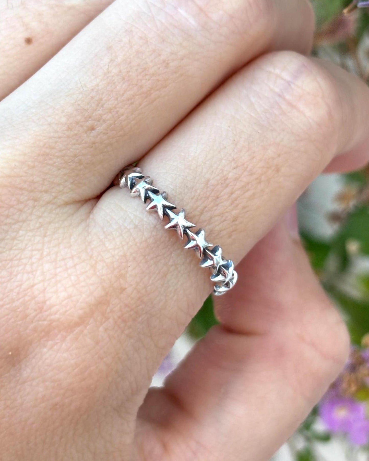 Sterling Silver Star Ring, Celestial Band Ring, 925 Silver Star Stack Ring, Minimalist Star Jewelry, Cosmic Ring, Gift for Her