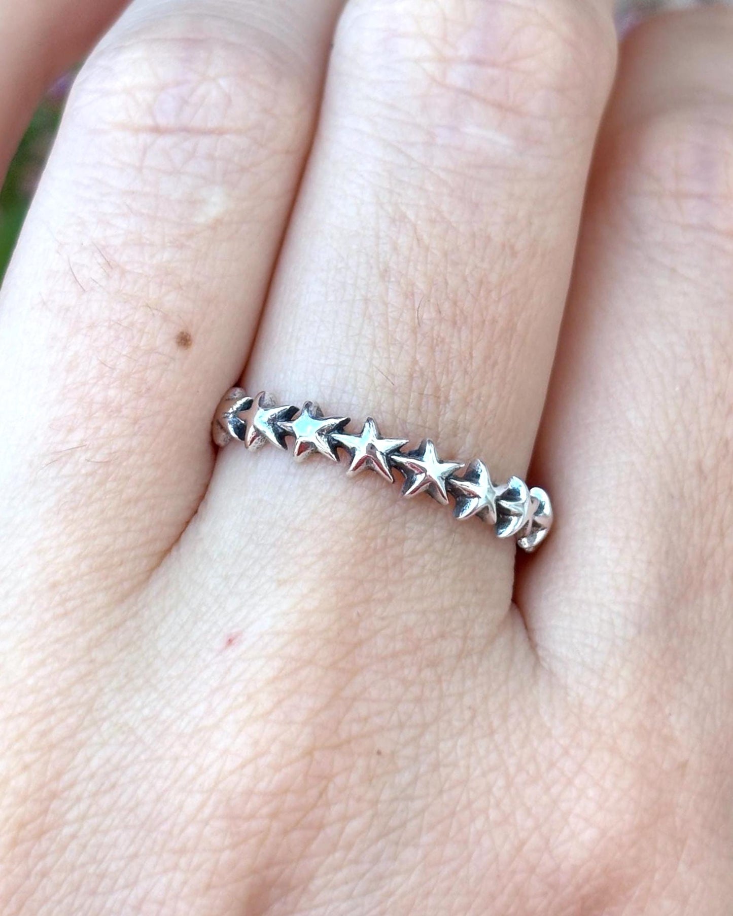 Sterling Silver Star Ring, Celestial Band Ring, 925 Silver Star Stack Ring, Minimalist Star Jewelry, Cosmic Ring, Gift for Her