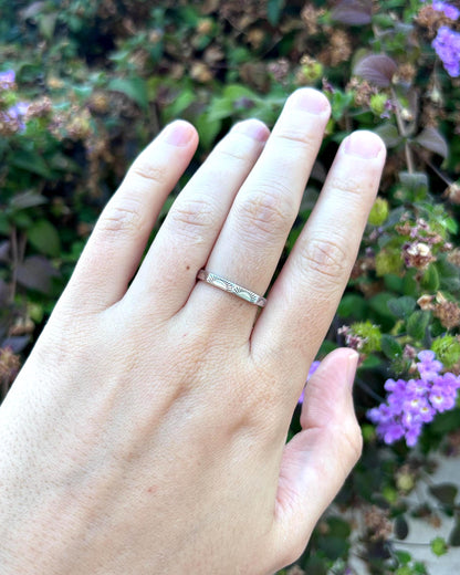 925 Sterling Silver Sun Ray Stacking Ring, Minimalist Engraved Band, Thin Stackable Ring, Geometric Silver Ring, Dainty Gift For Her