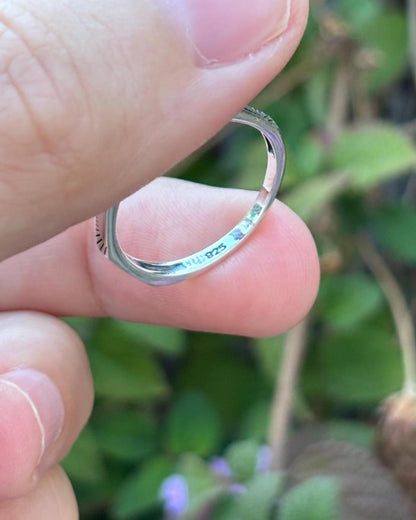 925 Sterling Silver Sun Ray Stacking Ring, Minimalist Engraved Band, Thin Stackable Ring, Geometric Silver Ring, Dainty Gift For Her