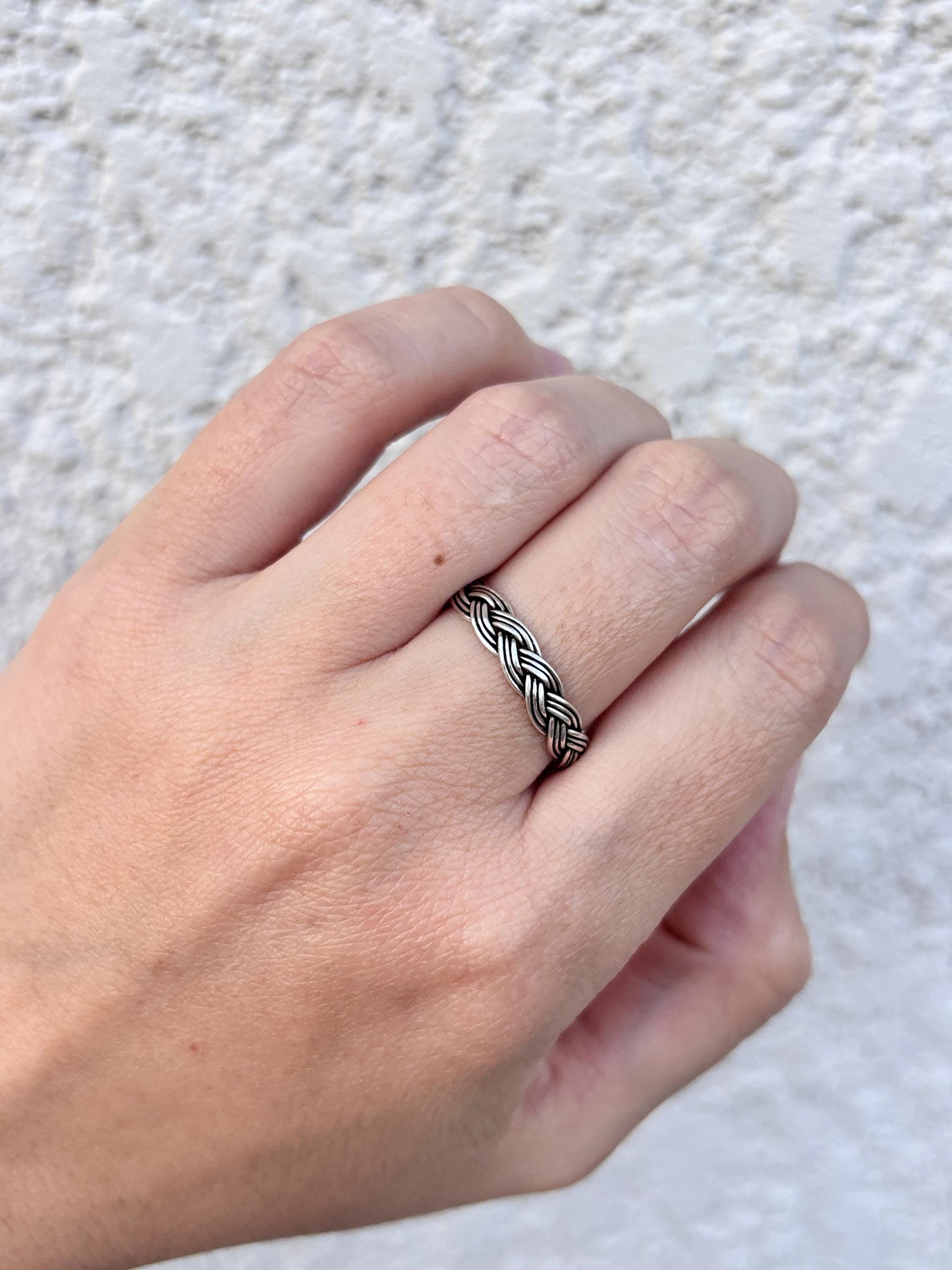 Sterling Silver Celtic Knot Ring, Infinity Band Ring, Viking Knot Ring, Trinity Knot Ring, Braided Ring, Minimalist Band
