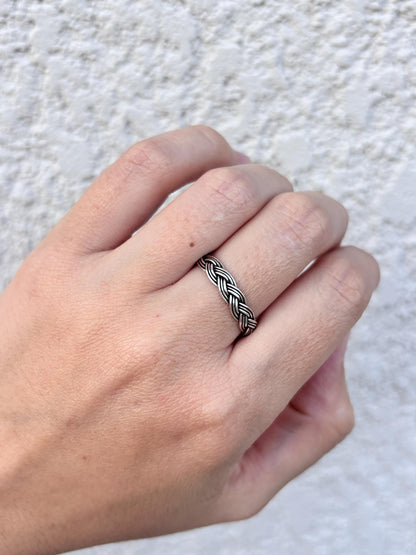 Sterling Silver Celtic Knot Ring, Infinity Band Ring, Viking Knot Ring, Trinity Knot Ring, Braided Ring, Minimalist Band