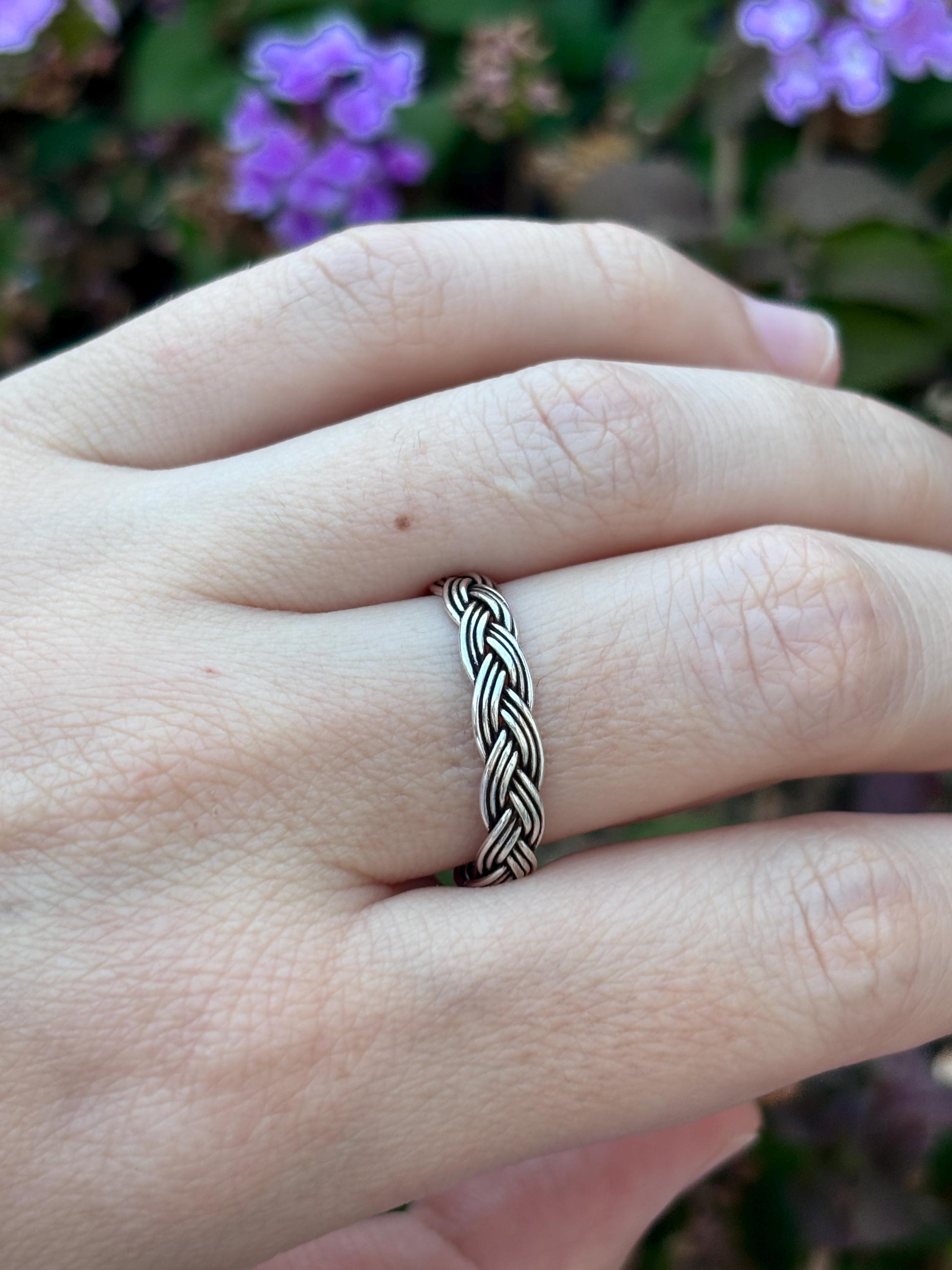 Sterling Silver Celtic Knot Ring, Infinity Band Ring, Viking Knot Ring, Trinity Knot Ring, Braided Ring, Minimalist Band