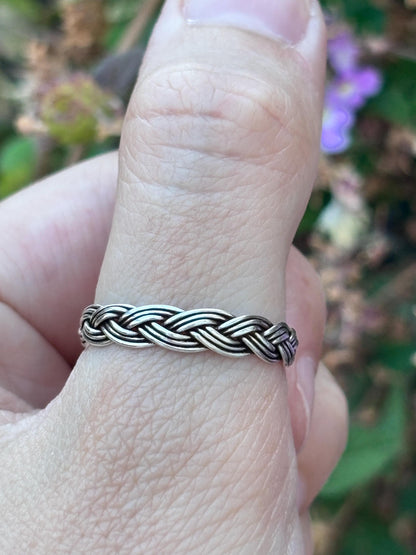Sterling Silver Celtic Knot Ring, Infinity Band Ring, Viking Knot Ring, Trinity Knot Ring, Braided Ring, Minimalist Band