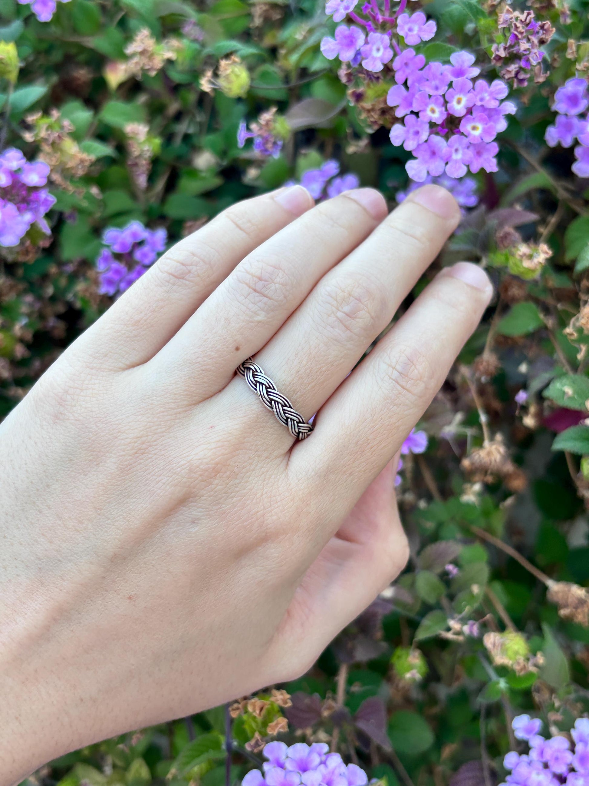 Sterling Silver Celtic Knot Ring, Infinity Band Ring, Viking Knot Ring, Trinity Knot Ring, Braided Ring, Minimalist Band