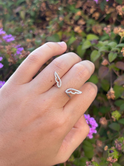 Angel Wings Ring, Sterling Silver Wing Ring, Guardian Angel Jewelry, CZ Open Ring, Feather Ring, Memorial Gift for Her, Promise Ring