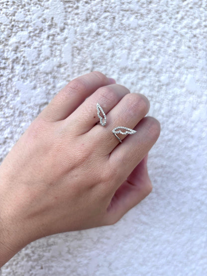 Angel Wings Ring, Sterling Silver Wing Ring, Guardian Angel Jewelry, CZ Open Ring, Feather Ring, Memorial Gift for Her, Promise Ring