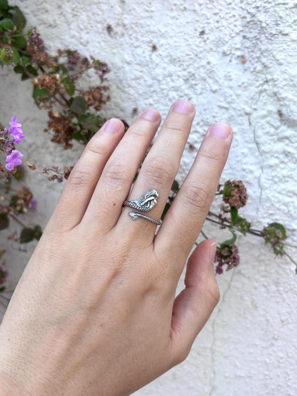 Mermaid Ring 925 Sterling Silver, Mermaid Tail Ring, Ocean Inspired Ring, Adjustable Mermaid Jewelry, Fantasy Sea Ring, Beach Lover Gift