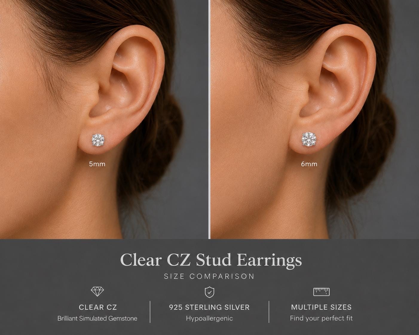 Sterling Silver Clear CZ Stud Earrings, Diamond Stud Earrings, 925 Silver Studs, Minimalist Earrings, Bridal Earrings, Everyday Jewelry