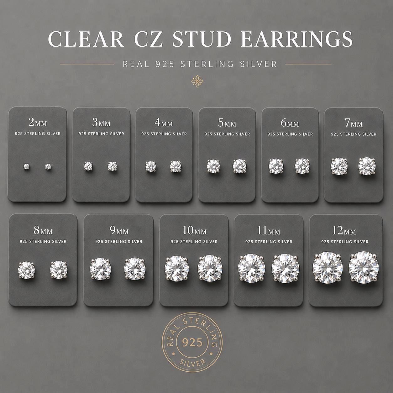 Sterling Silver Clear CZ Stud Earrings, Diamond Stud Earrings, 925 Silver Studs, Minimalist Earrings, Bridal Earrings, Everyday Jewelry