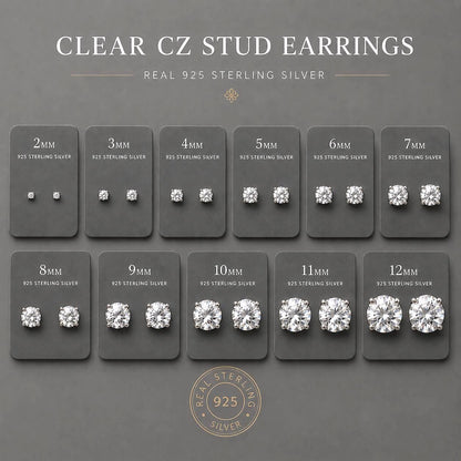 Sterling Silver Clear CZ Stud Earrings, Diamond Stud Earrings, 925 Silver Studs, Minimalist Earrings, Bridal Earrings, Everyday Jewelry