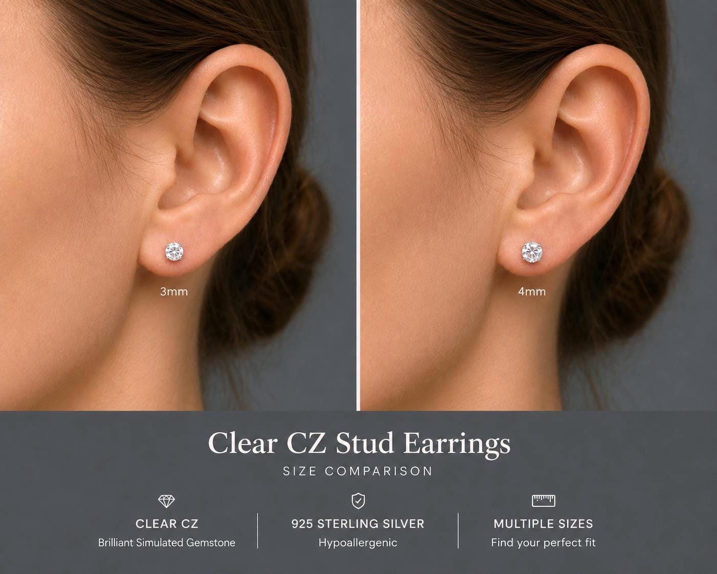 Sterling Silver Clear CZ Stud Earrings, Diamond Stud Earrings, 925 Silver Studs, Minimalist Earrings, Bridal Earrings, Everyday Jewelry