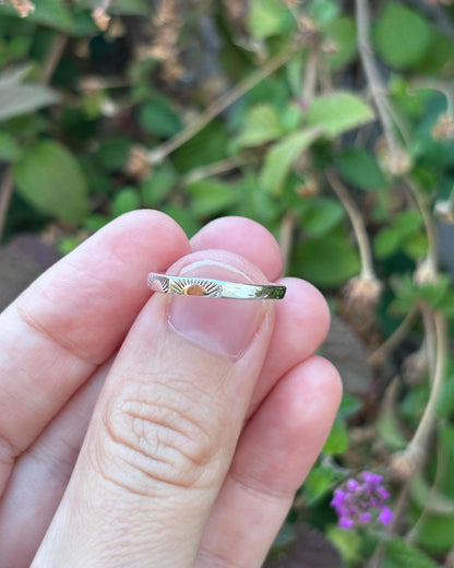 925 Sterling Silver Sun Ray Stacking Ring, Minimalist Engraved Band, Thin Stackable Ring, Geometric Silver Ring, Dainty Gift For Her