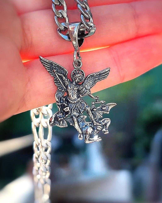 925 Sterling Silver Saint Michael Pendant, Archangel Protection Charm, San Miguel Necklace Pendant, Religious Jewelry Gift, St Michael Medal