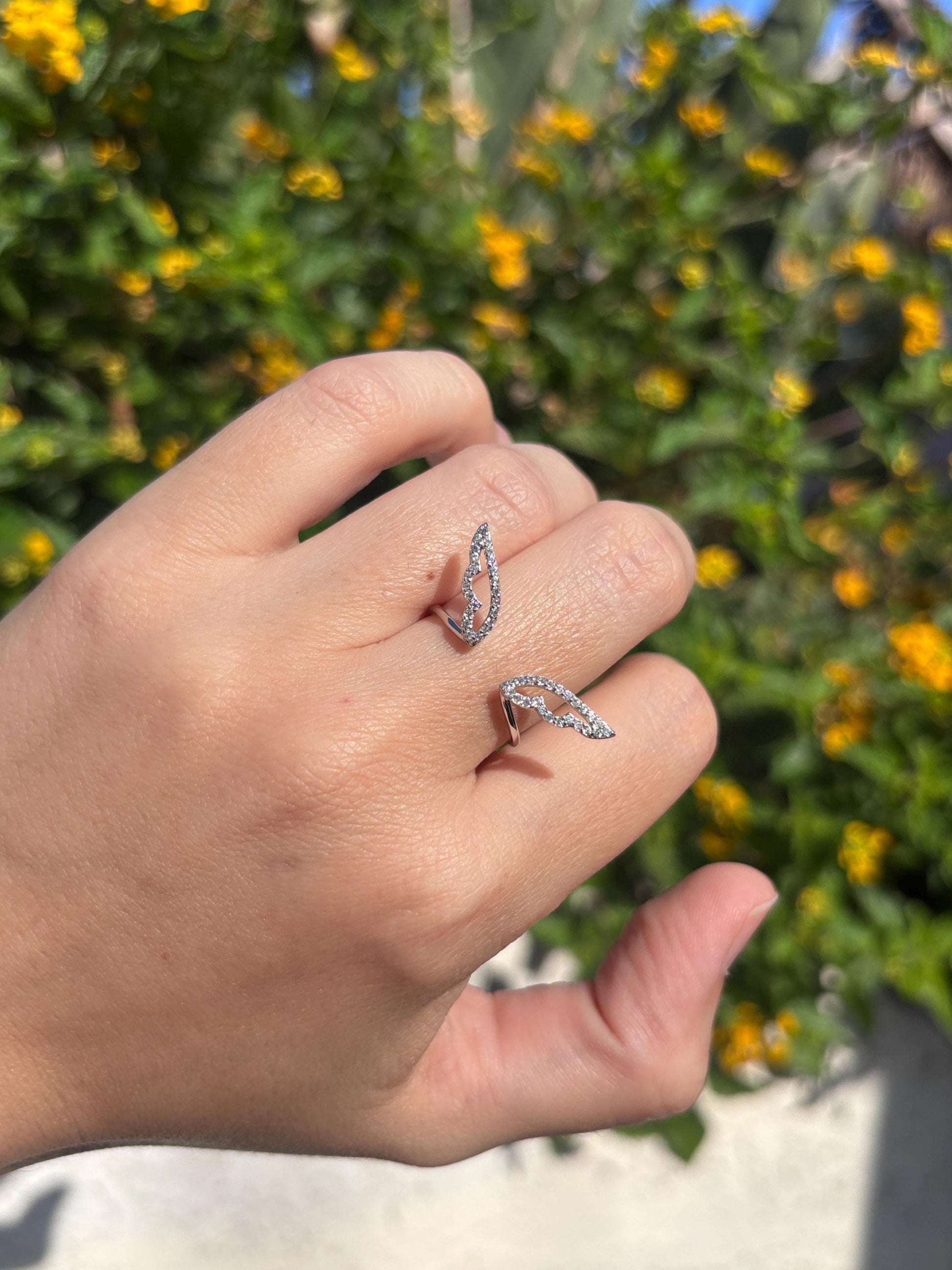 Angel Wings Ring, Sterling Silver Wing Ring, Guardian Angel Jewelry, CZ Open Ring, Feather Ring, Memorial Gift for Her, Promise Ring