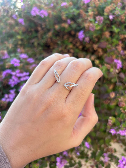 Angel Wings Ring, Sterling Silver Wing Ring, Guardian Angel Jewelry, CZ Open Ring, Feather Ring, Memorial Gift for Her, Promise Ring