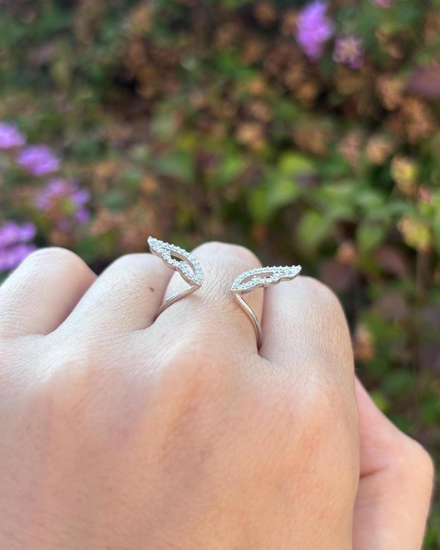 Angel Wings Ring, Sterling Silver Wing Ring, Guardian Angel Jewelry, CZ Open Ring, Feather Ring, Memorial Gift for Her, Promise Ring