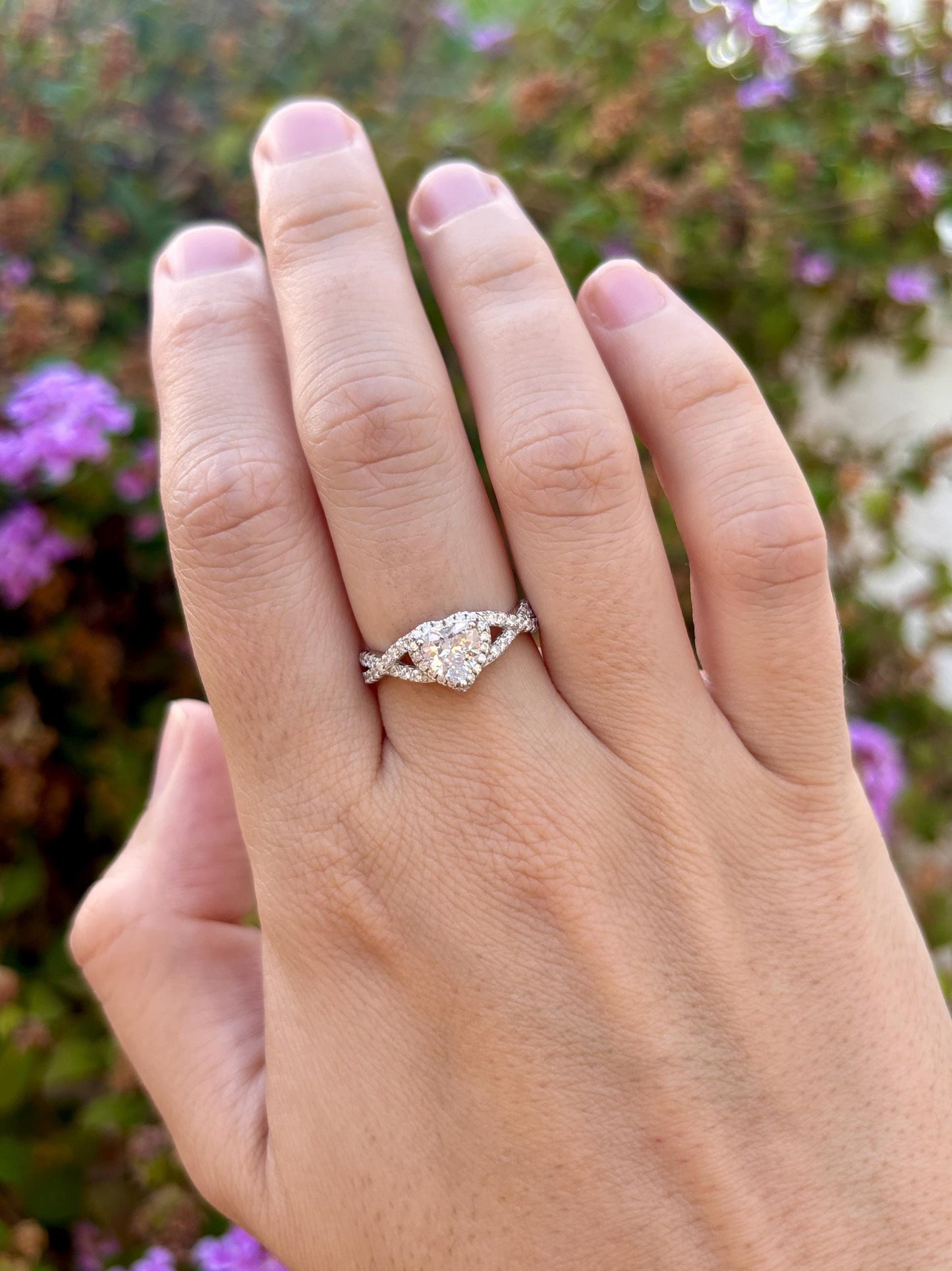 Heart Halo Ring, Diamond Clear CZ Ring, Sterling Silver Heart Ring, Bypass Ring, Promise Ring, Gift for Her, Romantic Jewelry
