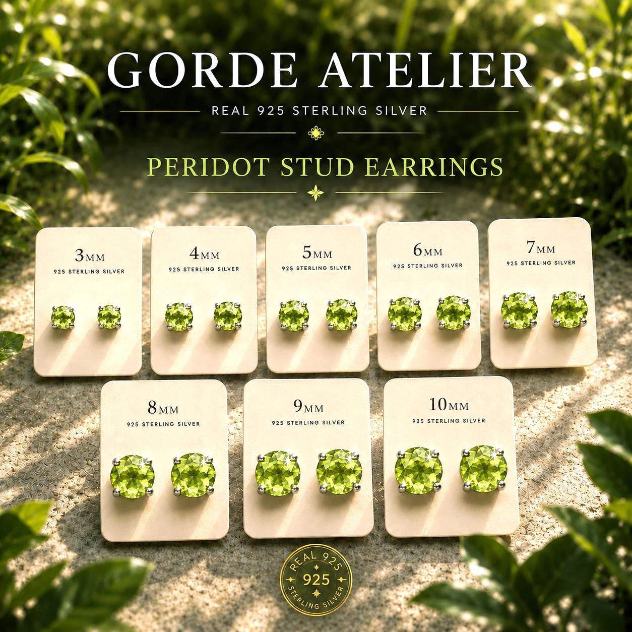 Peridot CZ Stud Earrings, Sterling Silver Stud Earrings, Green Crystal Earrings, 925 Silver Earrings, August Birthstone Studs, Gift for Her