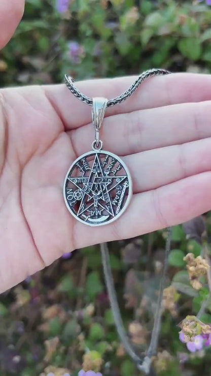 925 Sterling Silver Handmade Pentacle Pendant, Pentagram Necklace, Wiccan Jewelry, Pagan Protection Symbol, Occult Necklace, Witchcraft Gift