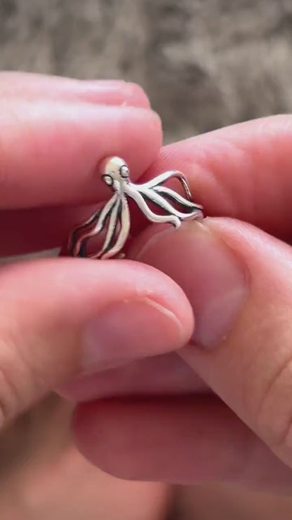 Sterling Silver Octopus Toe Ring, Adjustable 925 Silver Toe Ring, Beach Toe Ring, Ocean Jewelry, Sea Life Ring, Summer Foot Jewelry