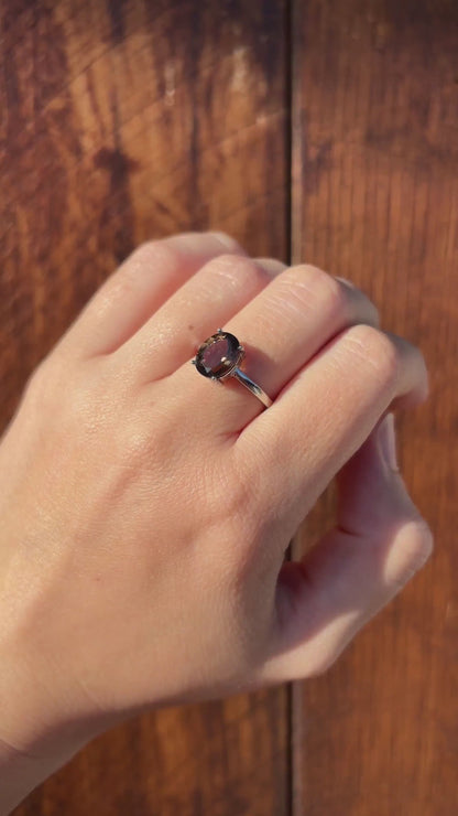 Natural Smoky Quartz Ring, 9x7mm Oval Solitaire Ring, Sterling Silver Promise Ring, Brown Gemstone Ring, Gift for Her