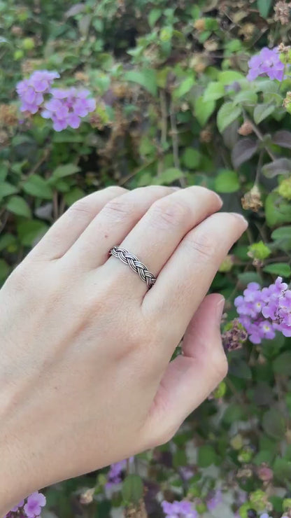 Sterling Silver Celtic Knot Ring, Infinity Band Ring, Viking Knot Ring, Trinity Knot Ring, Braided Ring, Minimalist Band