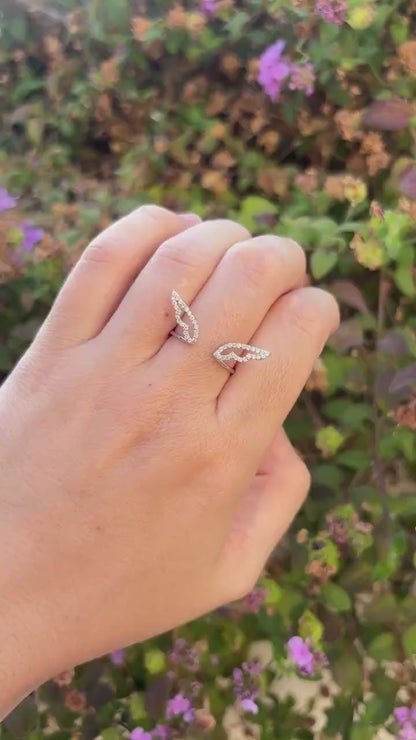 Angel Wings Ring, Sterling Silver Wing Ring, Guardian Angel Jewelry, CZ Open Ring, Feather Ring, Memorial Gift for Her, Promise Ring