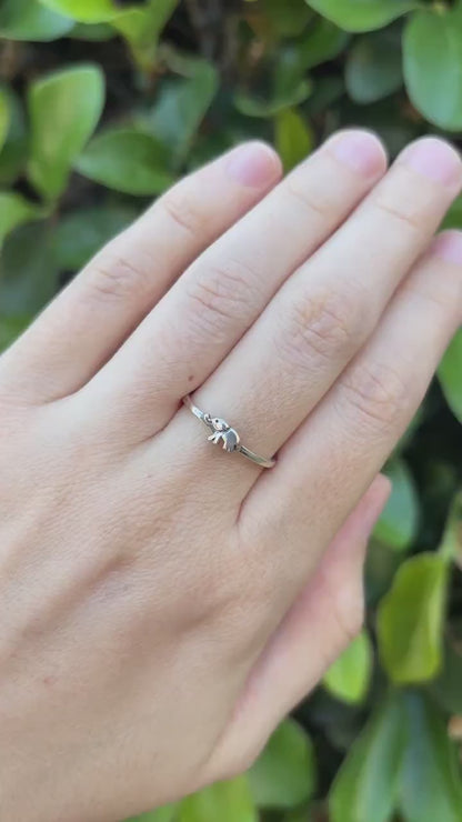 Tiny Elephant Ring 925 Sterling Silver, Dainty Animal Ring, Minimalist Elephant Jewelry, Cute Everyday Ring, Gift for Elephant Lover