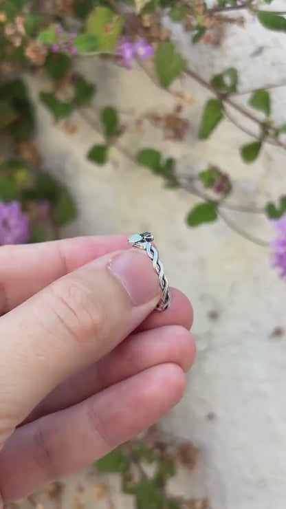 White Opal Claddagh Ring, Sterling Silver Irish Ring, Celtic Promise Ring, Heart Ring, Friendship Ring, 925 Silver Gift for Her