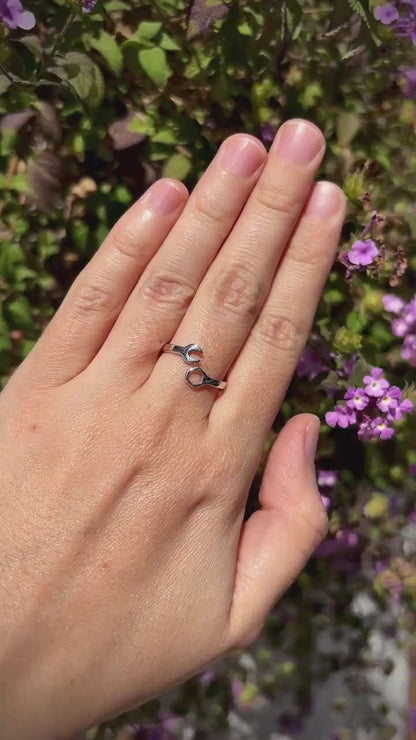 925 Sterling Silver Wrench & Nut Ring, Handmade Tool Ring, Minimalist Adjustable Ring, Mechanic Jewelry, Industrial Style Ring