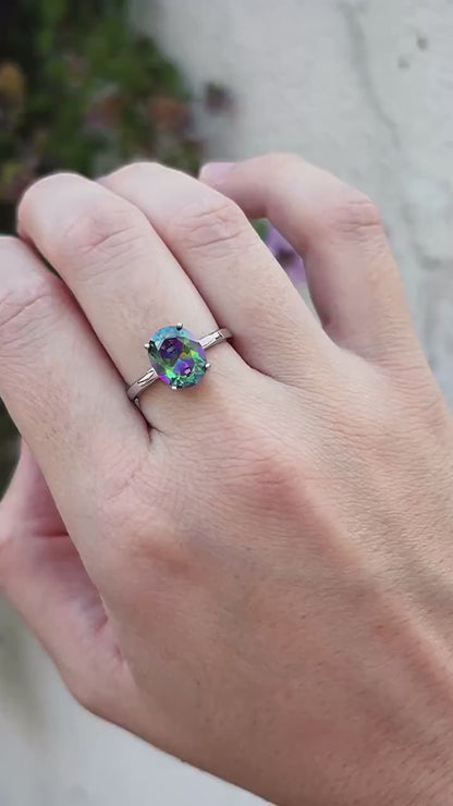 Mystic Topaz Ring 925 Sterling Silver, Rainbow Topaz Ring, Celestial Ring, Galaxy Ring, Color Changing Stone Ring, Gift for Her