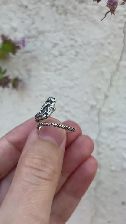 Mermaid Ring 925 Sterling Silver, Mermaid Tail Ring, Ocean Inspired Ring, Adjustable Mermaid Jewelry, Fantasy Sea Ring, Beach Lover Gift