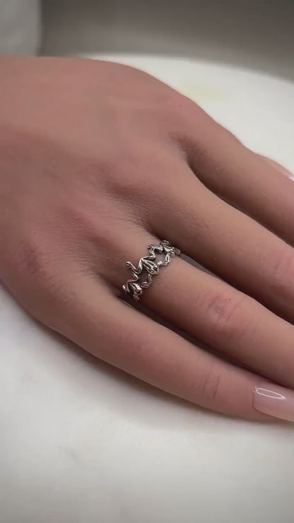 Frog Ring Sterling Silver 925, Fun Jewelry, Cute Animal Ring, Unique Statement Ring, Minimalist Nature Jewelry, Gift for Her,