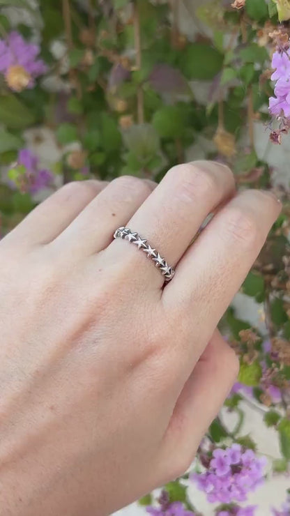 Sterling Silver Star Ring, Celestial Band Ring, 925 Silver Star Stack Ring, Minimalist Star Jewelry, Cosmic Ring, Gift for Her