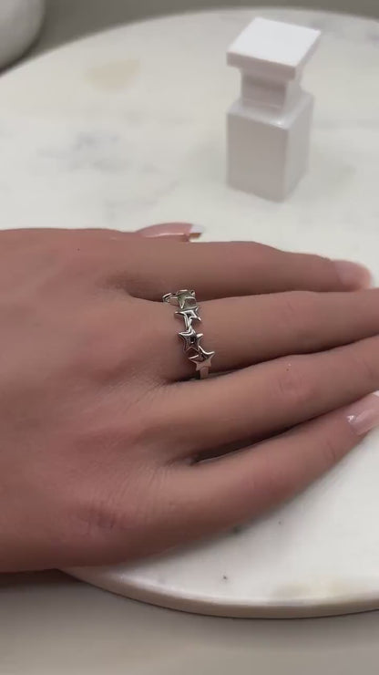 Star Ring Sterling Silver 925, Minimalist Star Band, Dainty Stackable Ring, Celestial Jewelry, Everyday Ring, Gift for Her