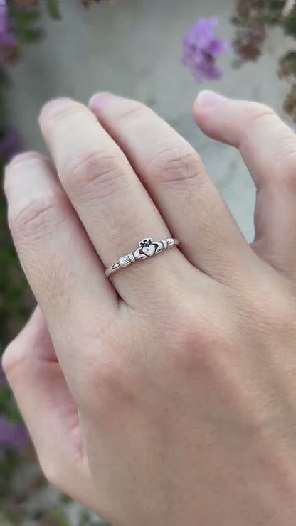 Sterling Silver Claddagh Ring, Irish Promise Ring, Celtic Love Ring, Friendship Ring, Heart Hands Crown Ring, Gift for Her