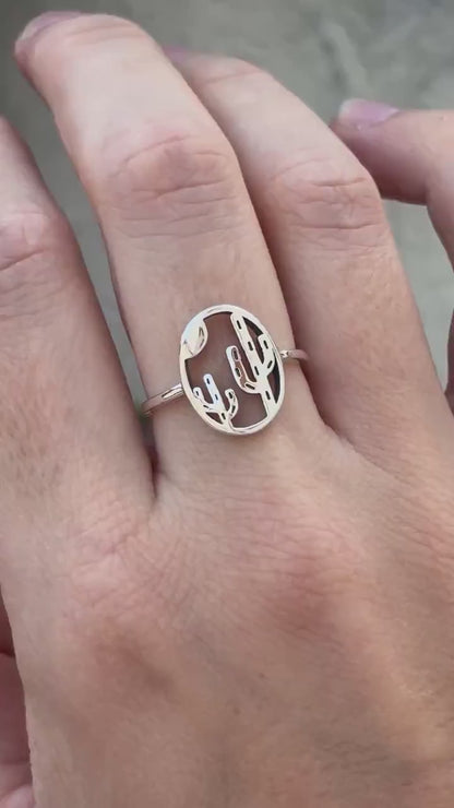 Cactus Ring, Sterling Silver Desert Ring, Southwest Jewelry, Arizona Cactus Ring, Nature Inspired Ring, Minimalist Silver Ring, Gift for Her