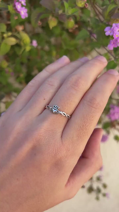 Claddagh Ring Sterling Silver, Celtic Heart Ring, Irish Love Knot Ring, Minimalist Promise Ring, Dainty 925 Silver Jewelry
