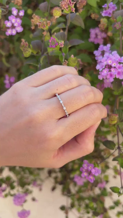 Sterling Silver CZ Eternity Band Ring, Minimalist Stackable Ring, Thin Wedding Band, Dainty Promise Ring, Everyday Jewelry