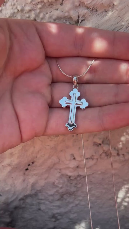 925 Sterling Silver Cross Necklace, Christian Cross Pendant, Faith Necklace, Snake Chain, Religious Jewelry Gift