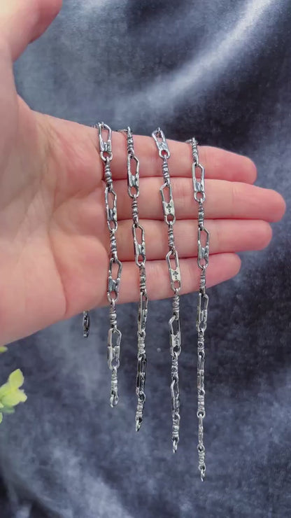 925 Sterling Silver Fisherman Chain, Fishers of Men Jewelry, Christian Chain Jewelry, Symbolic Faith Chain, Vintage Handmade Religious Chain