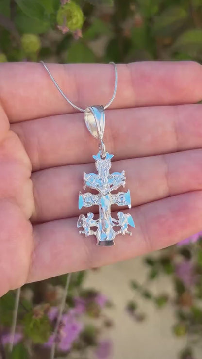 Caravaca Cross Necklace, 925 Sterling Silver Cross Pendant, Orthodox Cross Necklace, Christian Jewelry, Religious Necklace, Faith Gift For